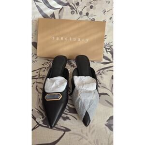 Sanctuary All Night Women's Black Leather Kitten Heel Mules Size 8.5 Formal